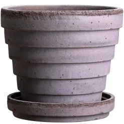 Bergs Potter Planet Pot With Saucer Grey Ø14 Cm