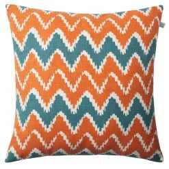 Chhatwal & Jonsson Ikat Bangalore Outdoor Cushion 50x50 Cm, Apricot Orange/Heaven Blue
