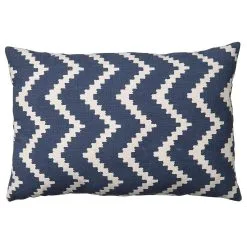 Chhatwal & Jonsson Ikat Sema Cushion 40x60 Cm Outdoor, Blue / Off-white