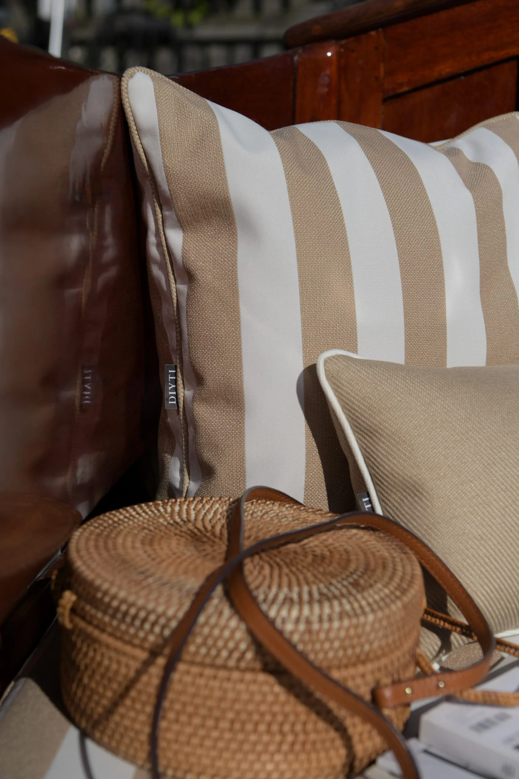 DIYTI Wide Stripe Cushion 45x45 Cm, Beige 2 DIYTI Wide Stripe Cushion 45x45 Cm, Beige - Image 2