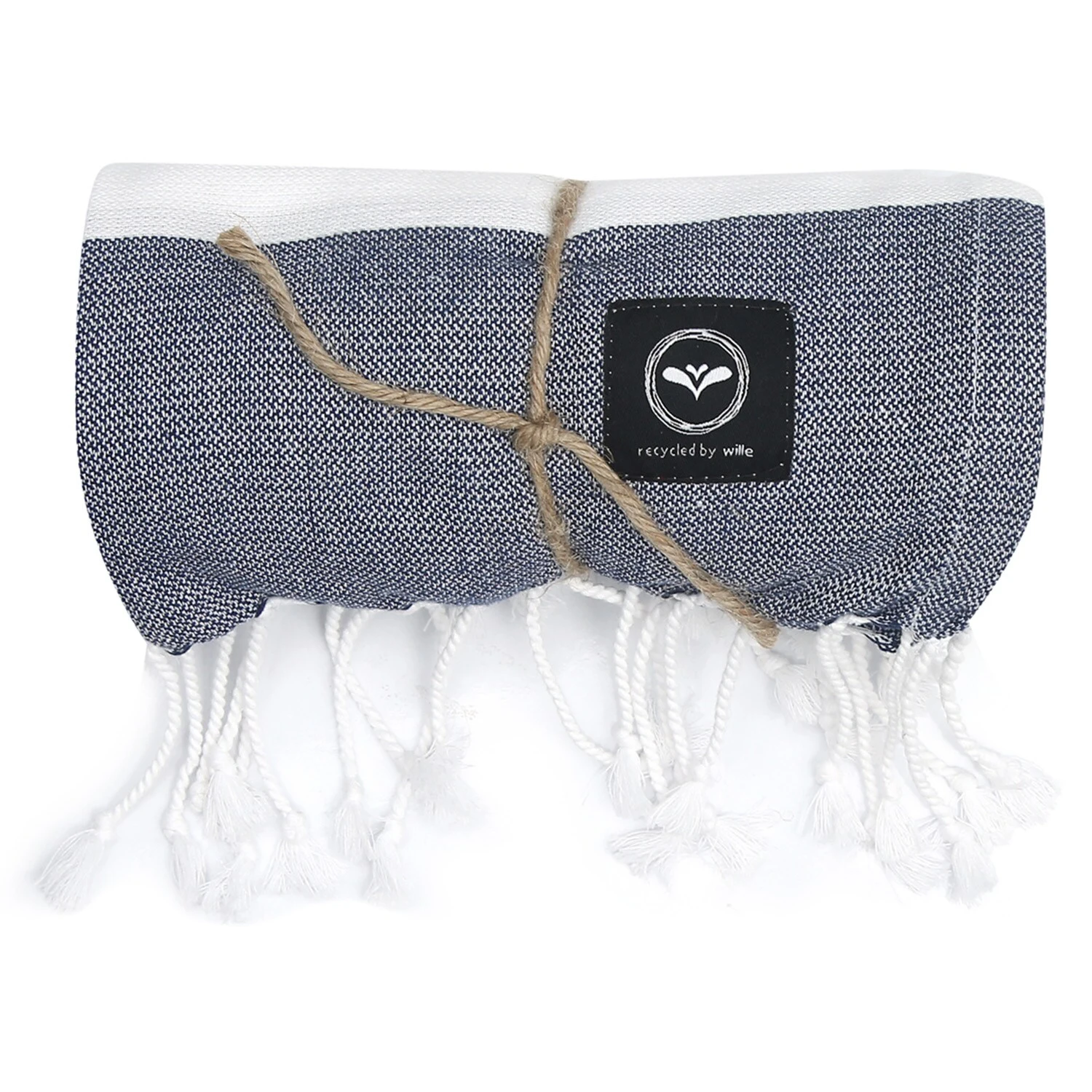 Recycled By Wille Alma Hamam Bath Sheet 80x180 Cm, Blue 2 Recycled By Wille Alma Hamam Bath Sheet 80x180 Cm, Blue - Image 2