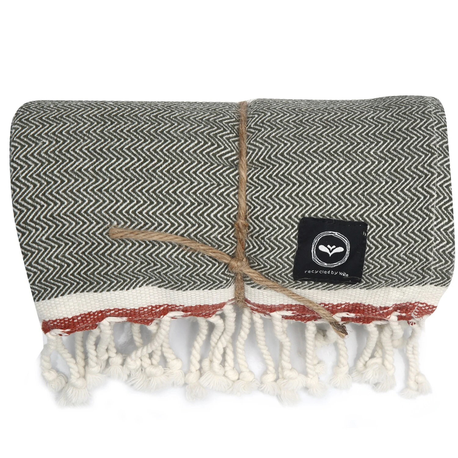 Recycled By Wille Amasra Hamam Bath Sheet 90x190 Cm, Olive Green 3 Recycled By Wille Amasra Hamam Bath Sheet 90x190 Cm, Olive Green - Image 3