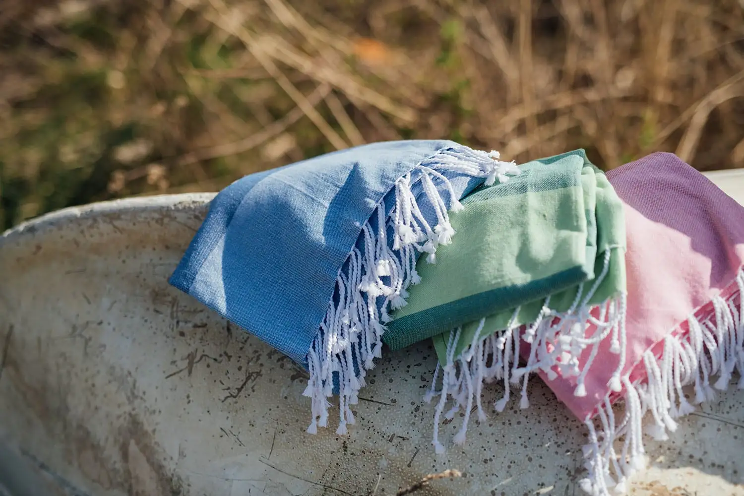 Recycled By Wille Kochi Hamam Bath Sheet 80x180 Cm, Blue 3 Recycled By Wille Kochi Hamam Bath Sheet 80x180 Cm, Blue - Image 3