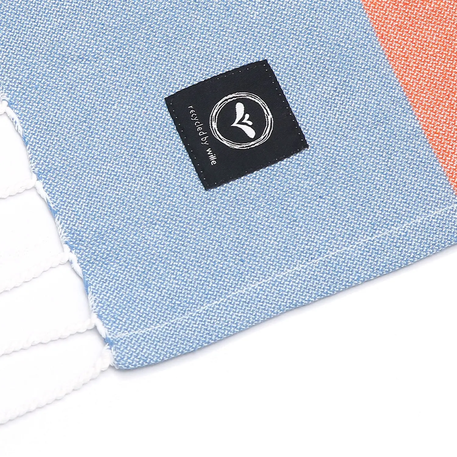 Recycled By Wille Kochi Hamam Bath Sheet 80x180 Cm, Blue/Orange 2 Recycled By Wille Kochi Hamam Bath Sheet 80x180 Cm, Blue/Orange - Image 2